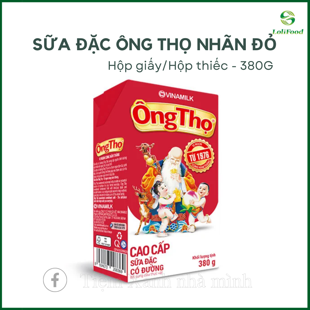 [Green Home] Sữa đặc Ông Thọ Vinamilk, nhãn đỏ, vỏ giấy/lon thiếc bạc 380G