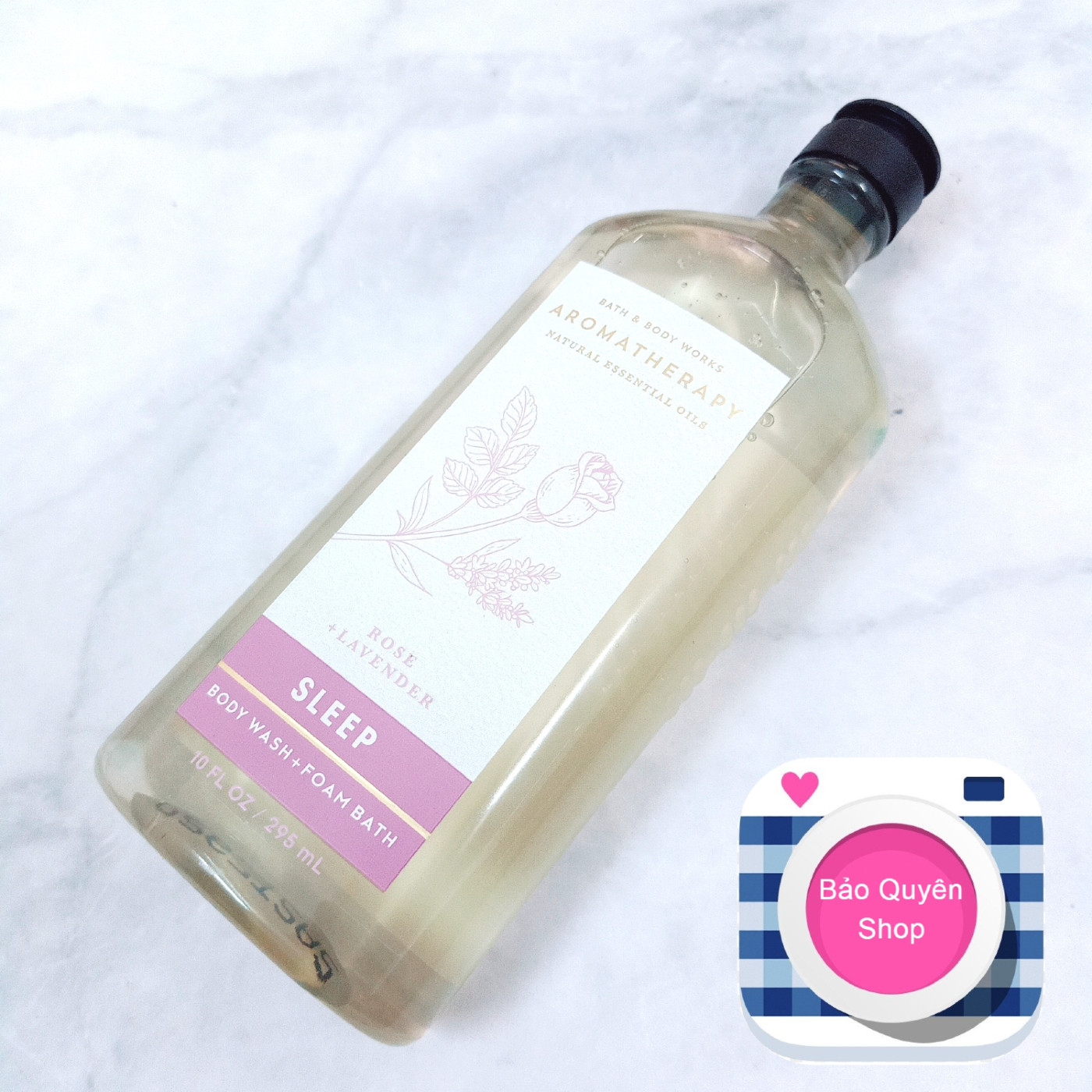 Sữa tắm tinh dầu thư giãn dòng aromatherapy Bath & Body Works - Sleep Rose Lavender - Body Wash & Foam Bath 295mL