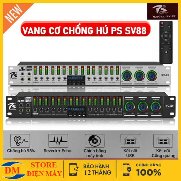Vang cơ ps audio sv88 - tích hợp chống hú rít tự động,chế độ chỉnh reverb,echo, kết nối bluetooth,usb,aux ,opticaxl , công nghệ xử lý âm thanh dsp, cho âm thanh mượt mà - chế độ karaoke chuyên nghiêp