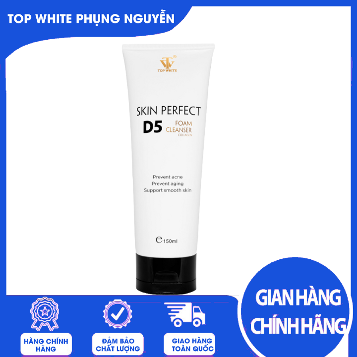 Sữa rửa mặt top white skin perfect d5 mẫu mới nắp đen 150ml