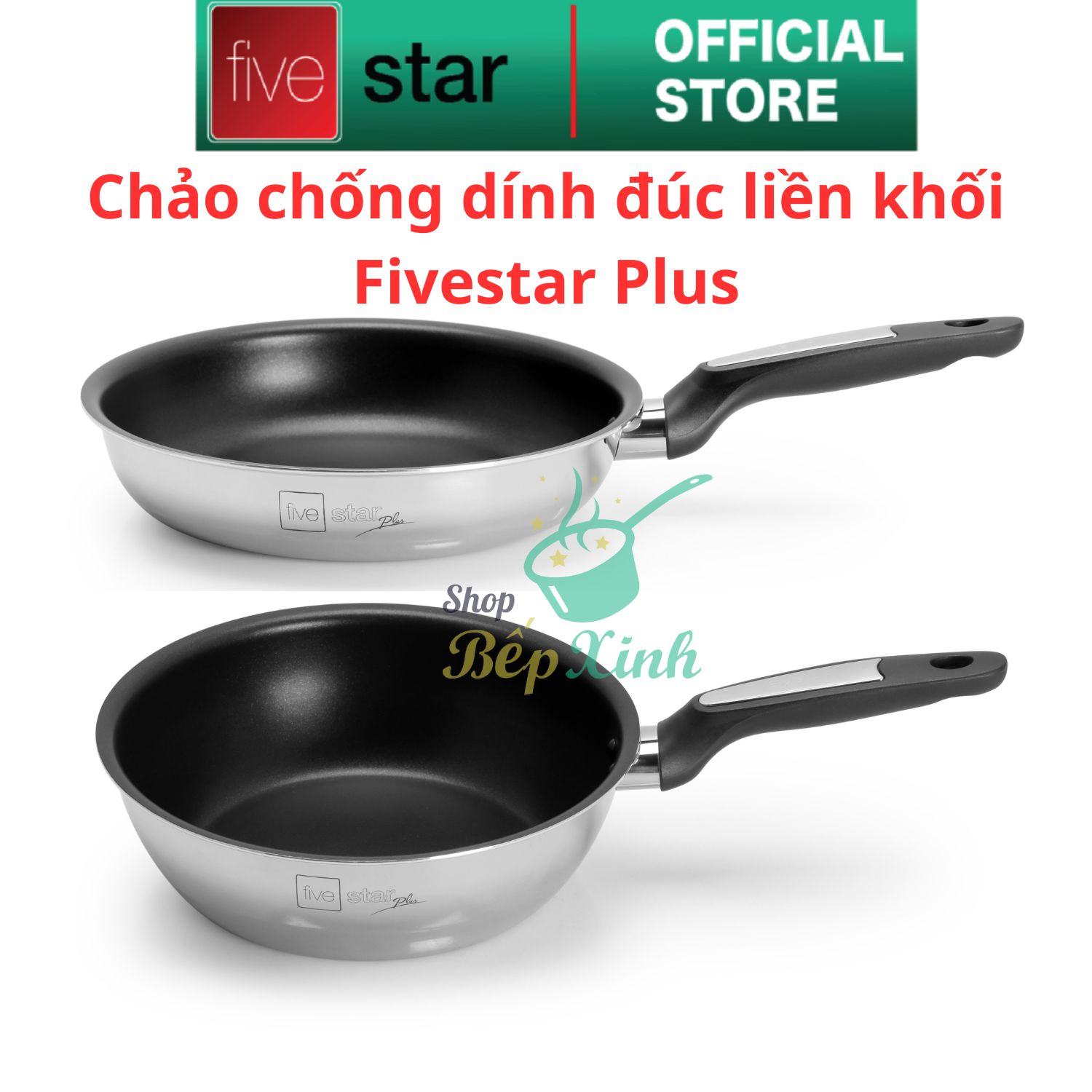 Chảo chống dính bếp từ Fivestar Plus đúc liền khối cao cấp 20cm | 22cm | 24cm | 26cm | 28cm