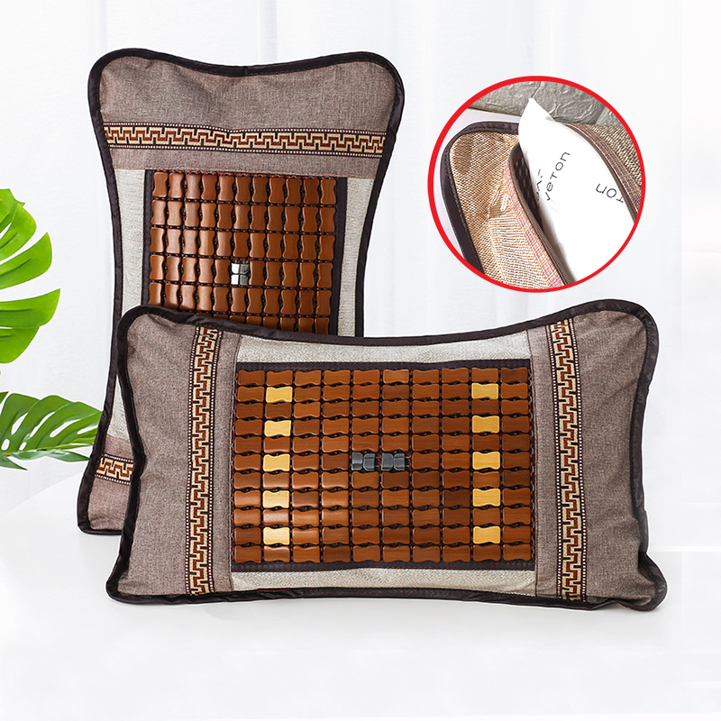 Gối trúc điều hòa 29x45cm, hạt trúc, ruột gối bông gòn, Siêu thoáng mát, siêu êm ái, gối massage đầu hiệu quả