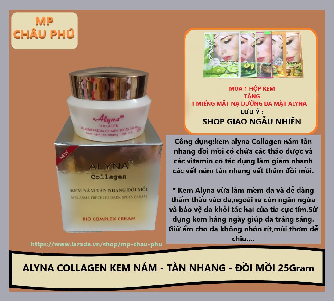 Kem nám tàn nhang đồi mồi Alyna collagen 25gram ( tặng 1 miếng mặt nạ alyna )