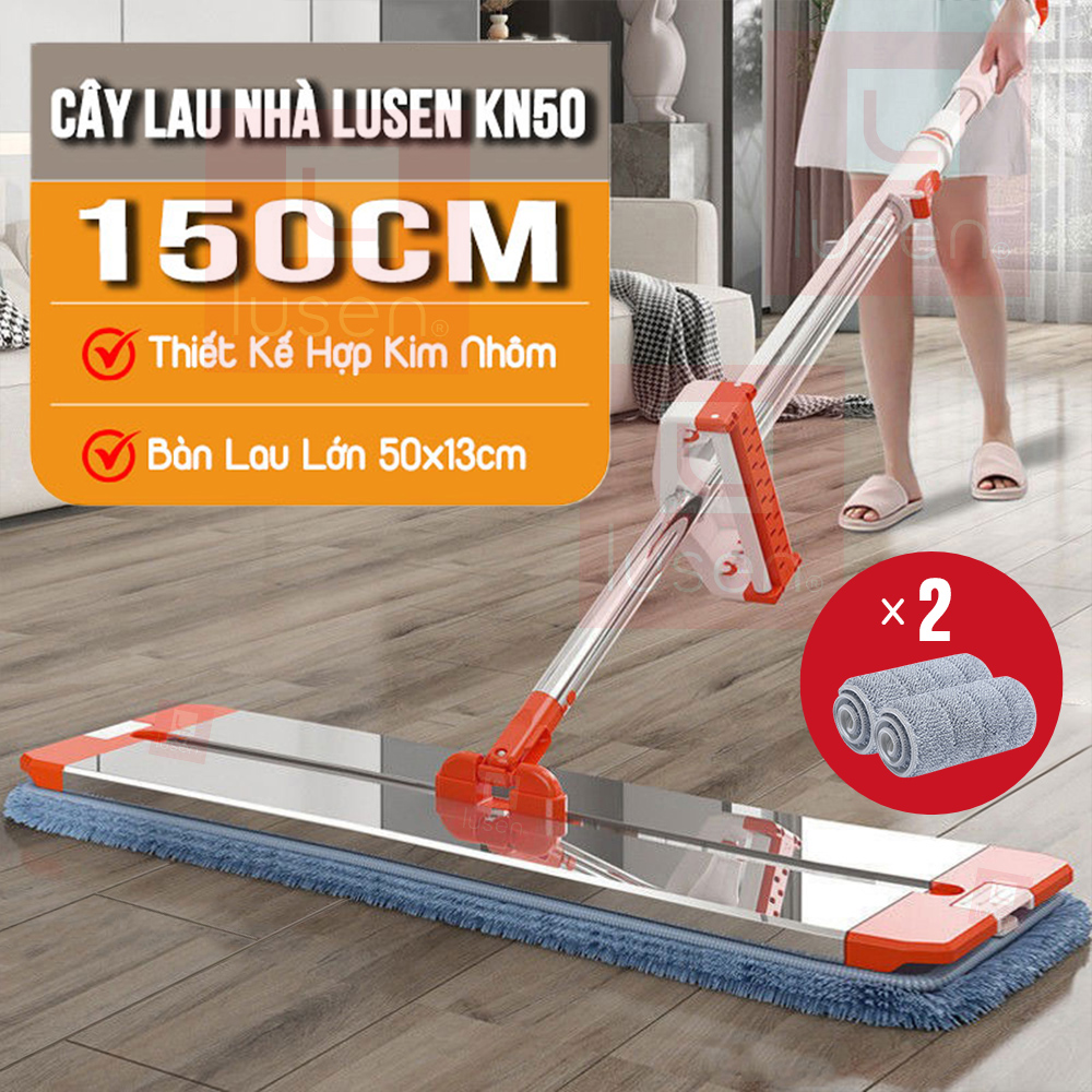 Cây lau nhà tự vắt thông minh Lusen KN50, chổi lau nhà công nghiệp, bộ lau nhà 360 độ tách nước bẩn