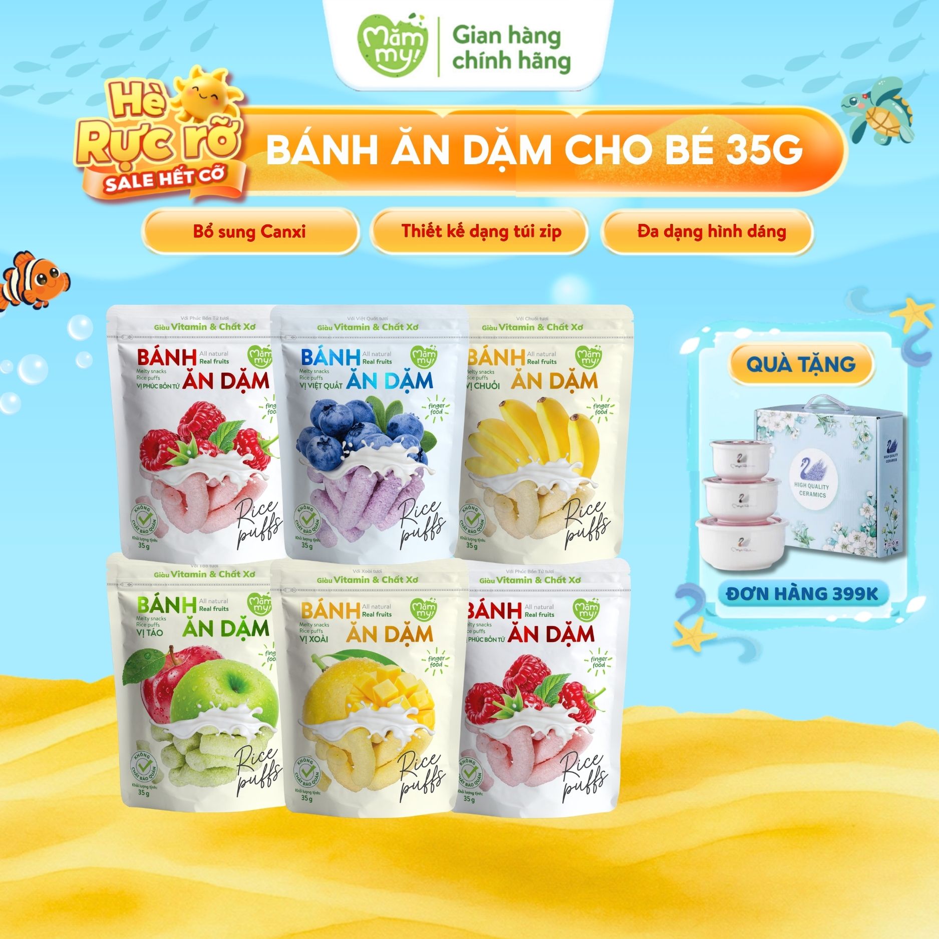 Bánh ăn dặm Mămmy vị trái cây giàu vitamin và chất xơ thiết kế chống hóc, dạng que ngắn cho bé từ 6 tháng