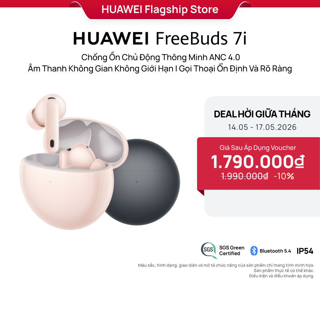Tai nghe HUAWEI FreeBuds 7i | Chống Ồn Chủ Động Thông Minh ANC 4.0 | Âm Thanh Không Gian Không Giới Hạn | Gọi Thoại Ổn Định Và Rõ Ràng