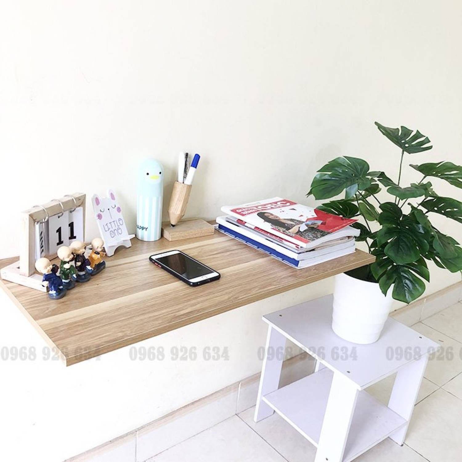 Bàn gấp treo tường/Bàn học, bàn làm việc gấp gọn gắn tường chắc chắn, chịu lực tốt