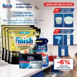 Combo 3 Viên rửa chén Finish Ultimate 18 viên + Nước làm bóng 500ml + Muối rửa chén 1kg