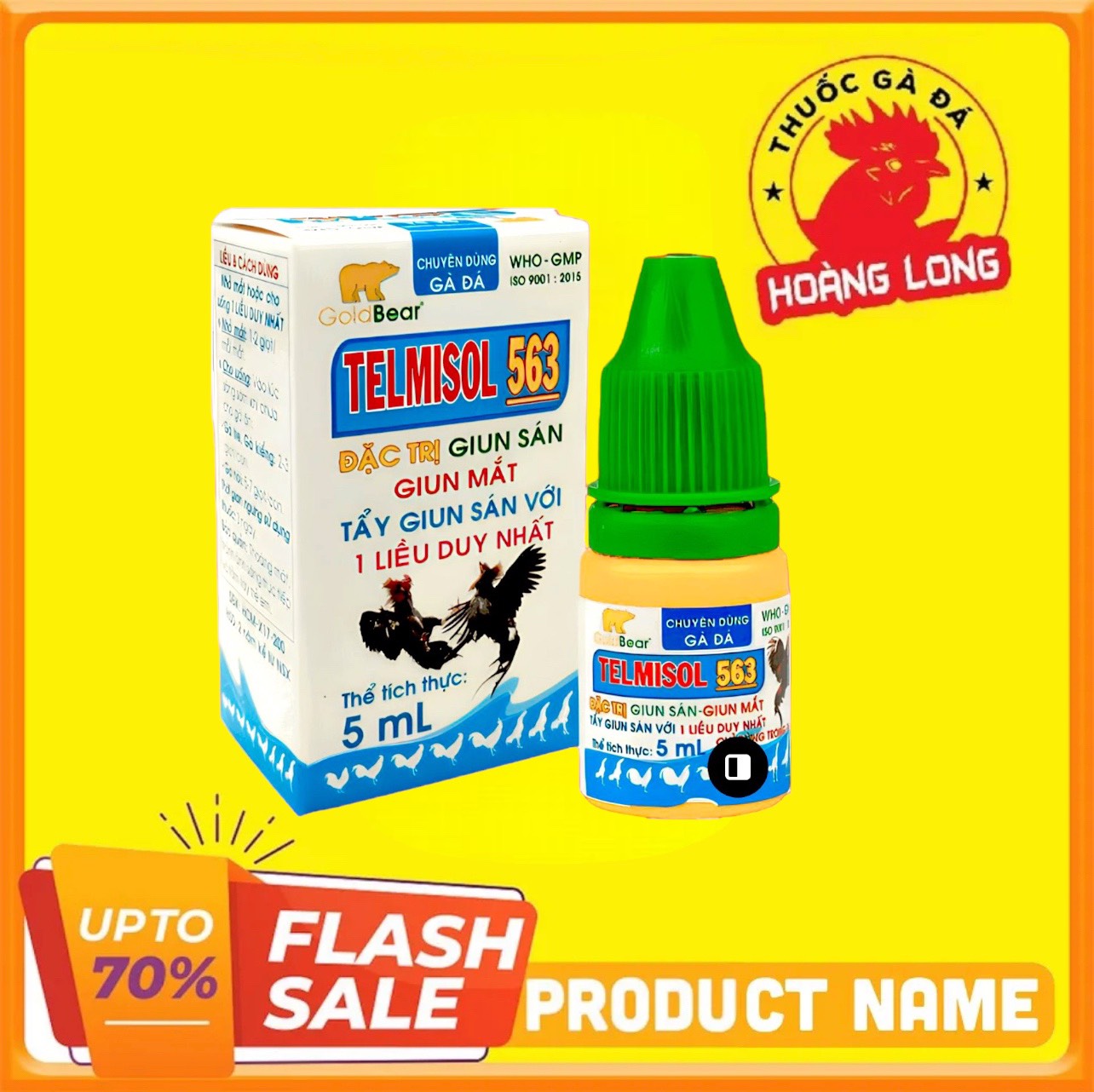 ( TRỢ GIÁ SỐC ) TELMISOL 563 Thuốc tẩy giun sán, giun mắt gà đá 5ML