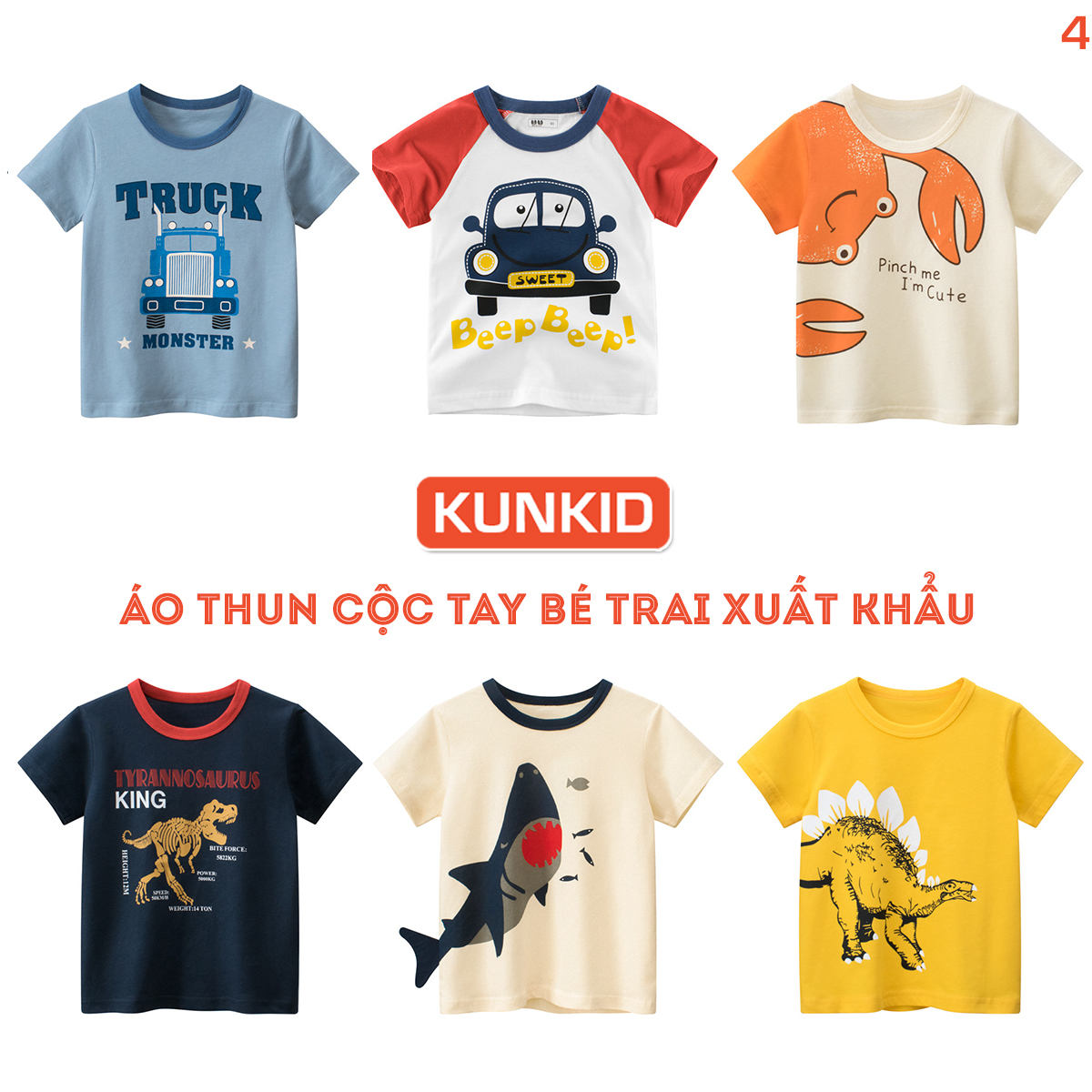 Áo thun cộc tay trẻ em Quảng Châu Áo phông cho bé trai Shopkunkid Kunkid