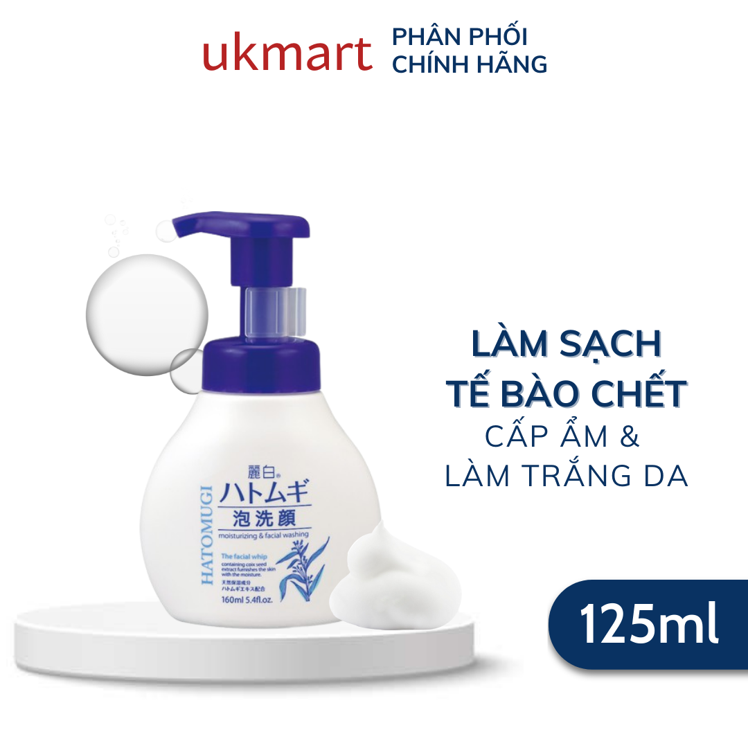 Sữa Rửa Mặt Trăng Da Ý Dĩ Hatomugi The Facial Whip 160ml