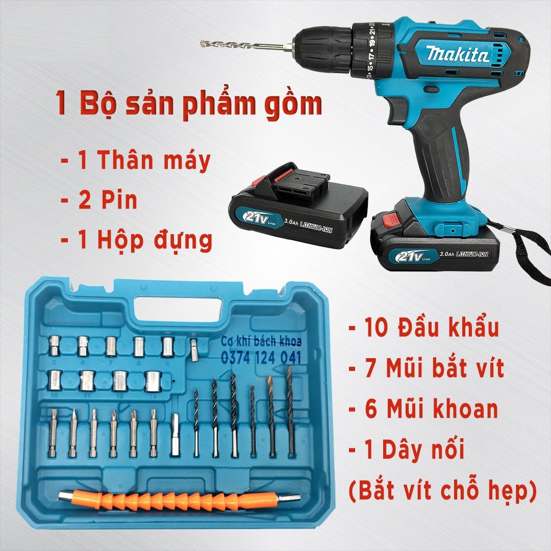 MÁY KHOAN PIN MAKITA 21V CÓ BÚA, MÁY BẮN VÍT MADE IN JAPAN