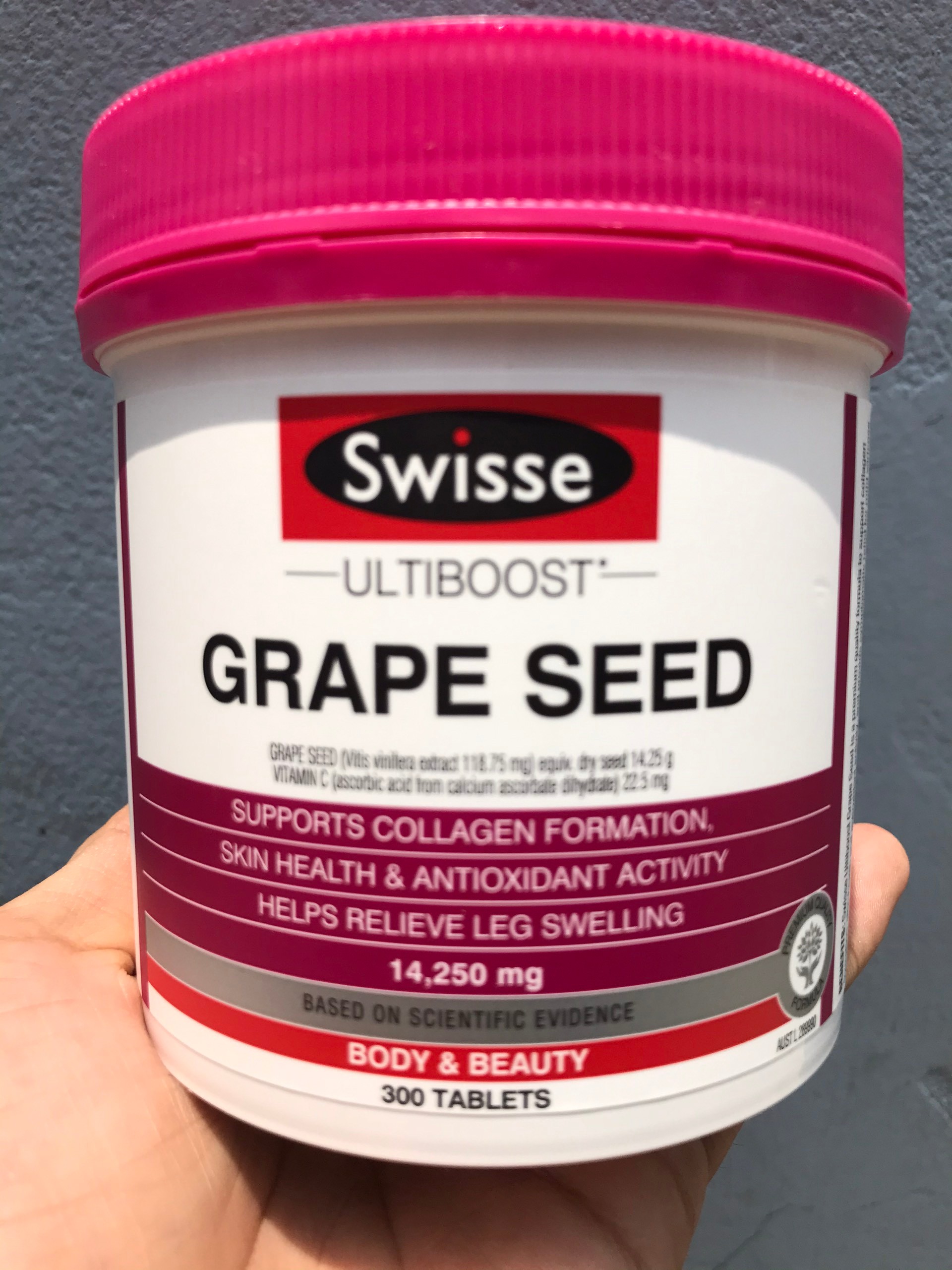 Tinh chất hạt nho úc swisse ultiboost grape seed 14250mg 300viên