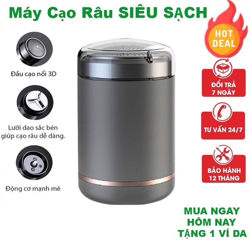 Máy cạo râu nam mini cao cấp MCR01, Dao cạo râu điện Thiết kế siêu nhỏ gọn, Dễ dàng bỏ túi, Hiệu quả cao, Sạch sẽ, Dụng cụ cạo râu Chính Hãng 3 lưỡi Trefoil công nghệ Nhật Bản, Không đau rát, trầy xước