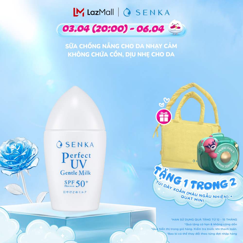 Kem chống nắng Không Cồn cho da nhạy cảm dạng sữa Senka Perfect UV Gentle Milk 40ml
