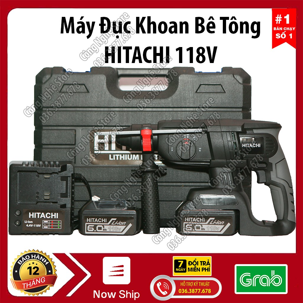 Máy khoan bê tông, đục tường, đục bê tông dùng pin bảo hành 12 tháng máy khoan bê tông, máy khoan tường hitachi