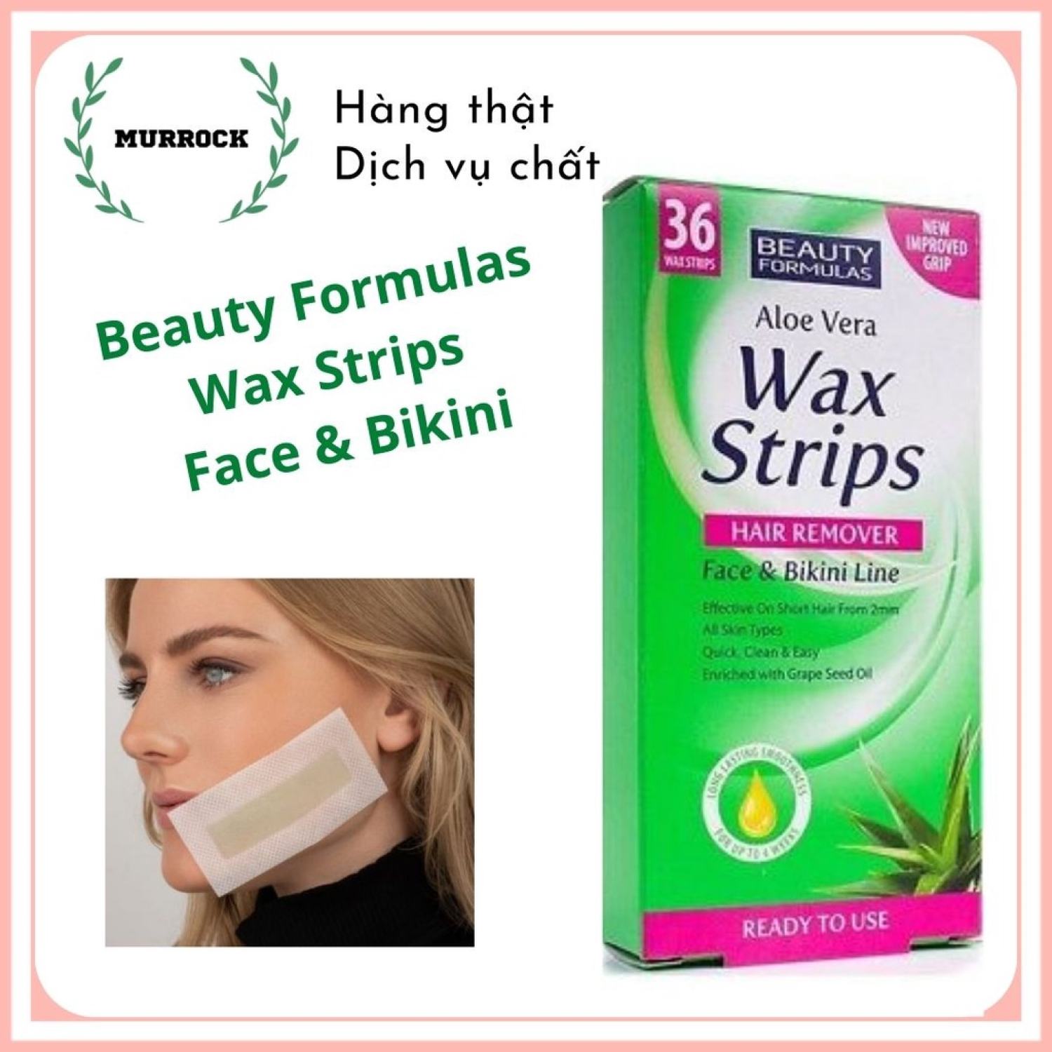 Wax Tẩy Lông Mặt, Ria Mép, Bikini Beauty Formulas Wax Strips Face & Bikini