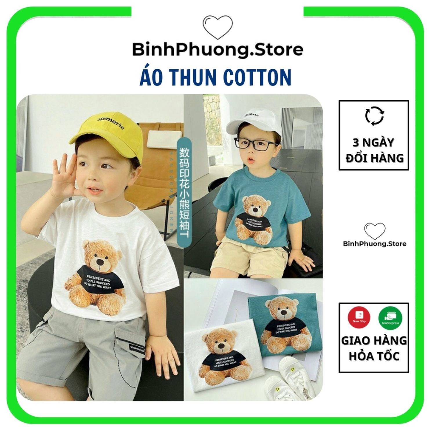 Áo Phông Cotton Thun Tay Lỡ Cho Bé Trai Bé Gái Binhphuong.Store M37 Gấu Teddy Quần Áo Trẻ Em Minky mom Kwoo 1 2 3 Tuổi