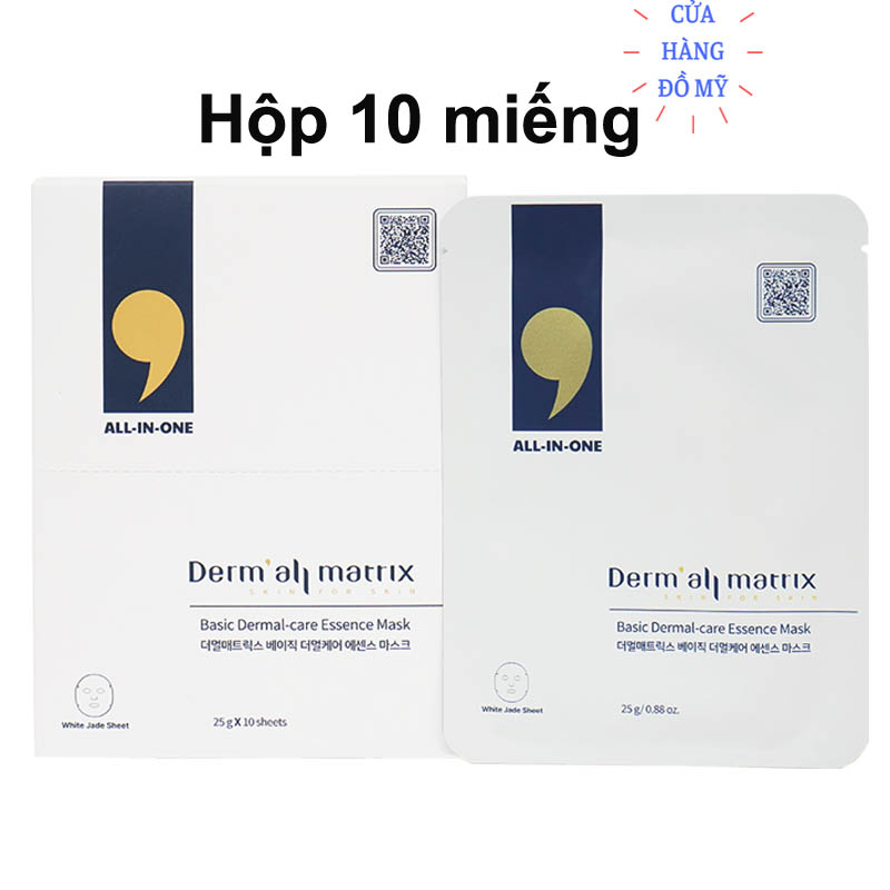 Hộp 10 miếng mặt nạ derm all matrix basic dermal care essence mask 25g dưỡng ẩm, trắng da và chống lão hóa shop shop hong1008