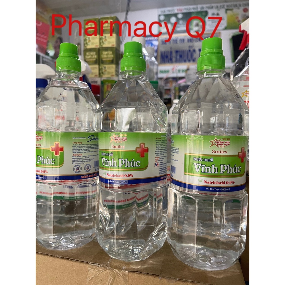Chai 1 lít vòi nhọn nước muối sinh lý vĩnh phúc natri clorid 1000ml