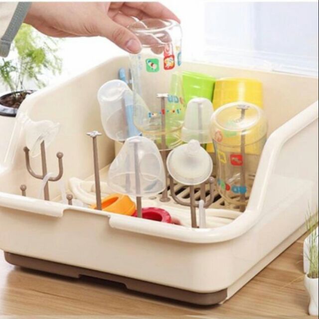 Khay úp bình sữa ly sữa có nắp đậy bảo vệ an toàn sức khỏe bé yêu- giá úp bình sữa, hộp úp bình sữa, khay úp ly có nắp đậy tiệt trùng, chống bụi, chất liệu nhựa an toàn vệ sinh