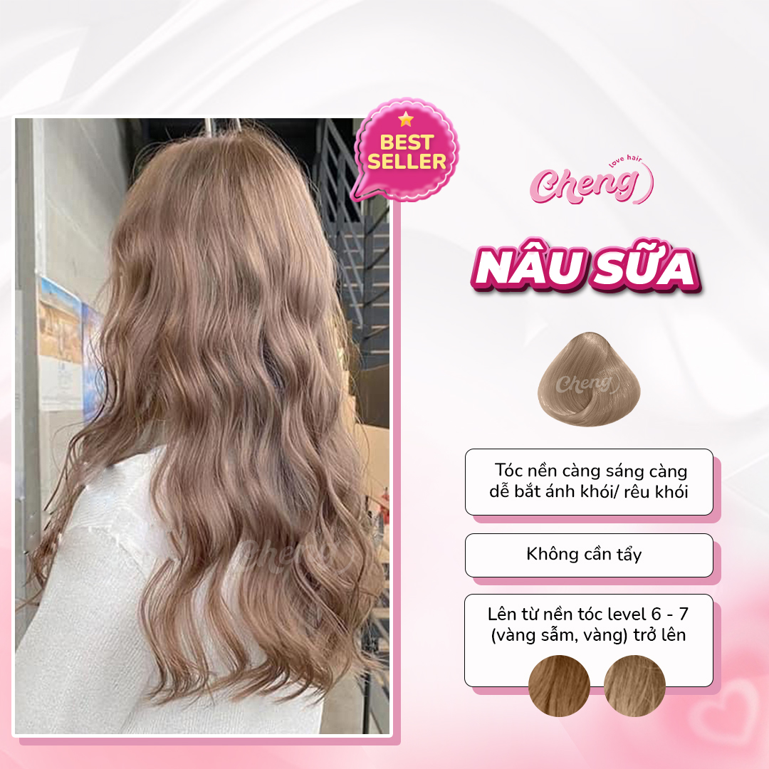 HOÀN TIỀN 15% - Thuốc Nhuộm Tóc Màu NÂU TRÀ SỮA NÂU SỮA Không Tẩy | Chenglovehair Chenglovehairs