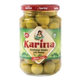 Trái olive nữ hoàng xanh nguyên hạt hiệu Karina 870g