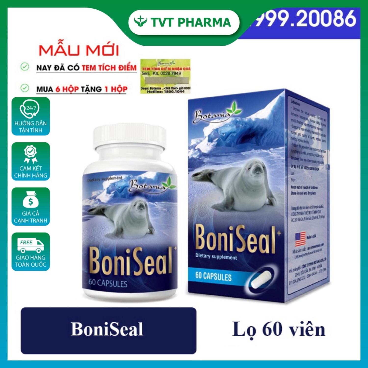 [ HÀNG CHÍNH HÃNG ] BoniSeal Giúp bổ thận, tăng cường sức khỏe cho nam giới (Hộp 60 viên)