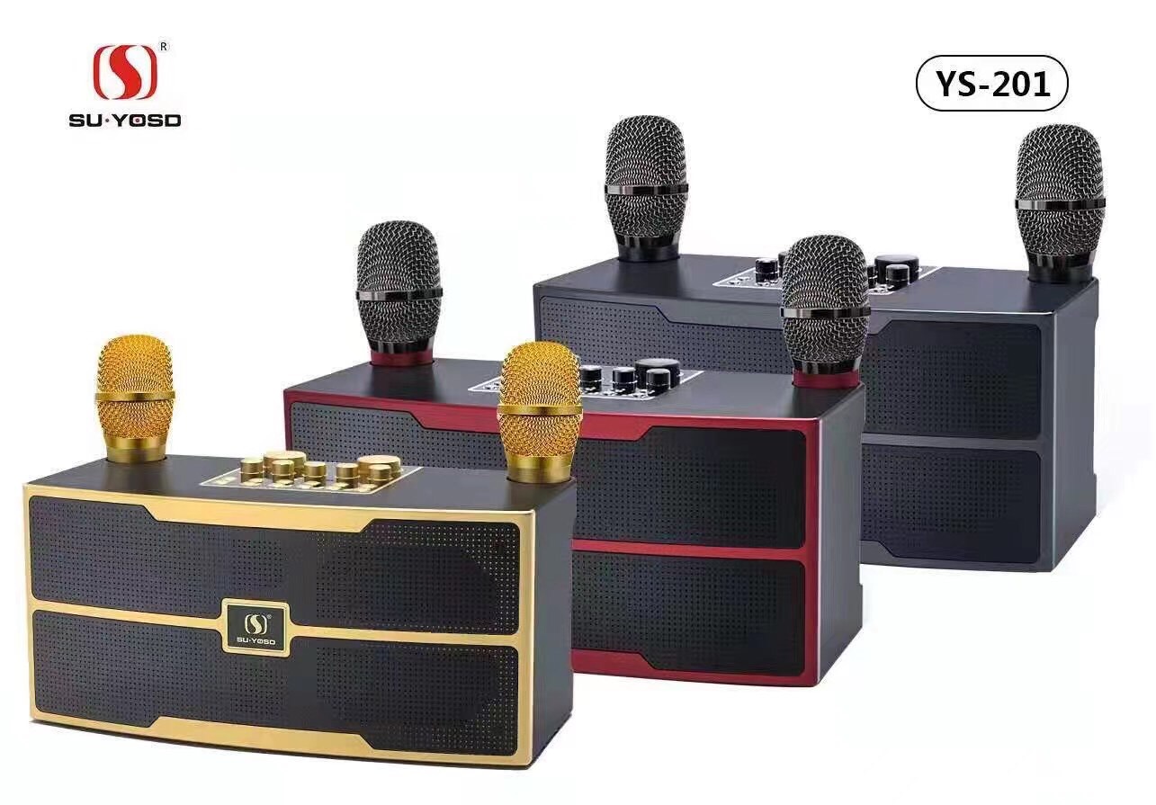 Loa karaoke bluetooth YS 201 kèm 2 micro Loa karaoke bluetooth YS 202 - Tặng kèm 2 micro không dây Loa Karaoke Bluetooth YS-202 Kèm Hai Micro Không Dây Loa bluetooth karaoke Su-Yosd YS-203 - Tặng kèm 2 micro
