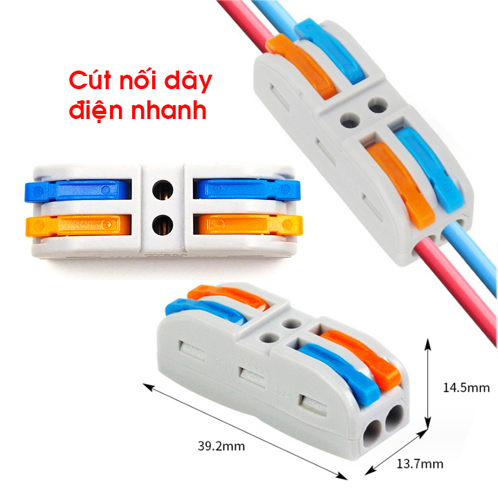 Cút nối dây điện nhanh 2 ra 2 nối dây điện 0.75-2.5mm2 tiện lợi nhanh chóng dùng được nhiều lần