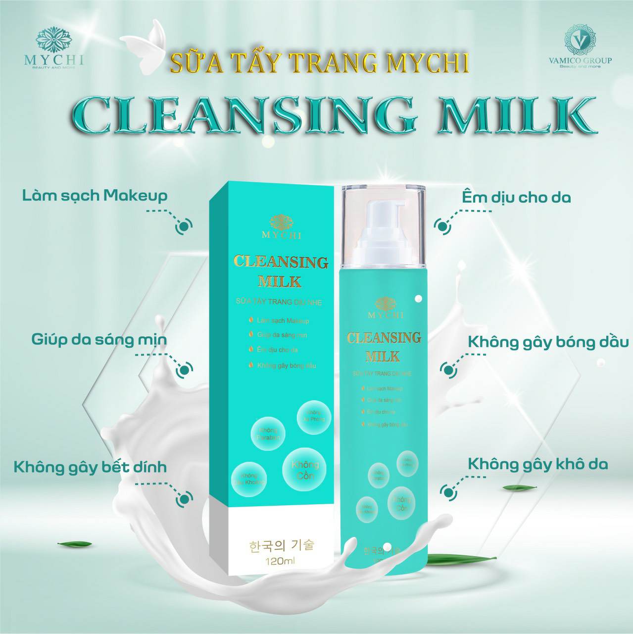 Sữa tẩy trang mychi không chứa cồn không bết dính da sạch mịn cấp ẩm