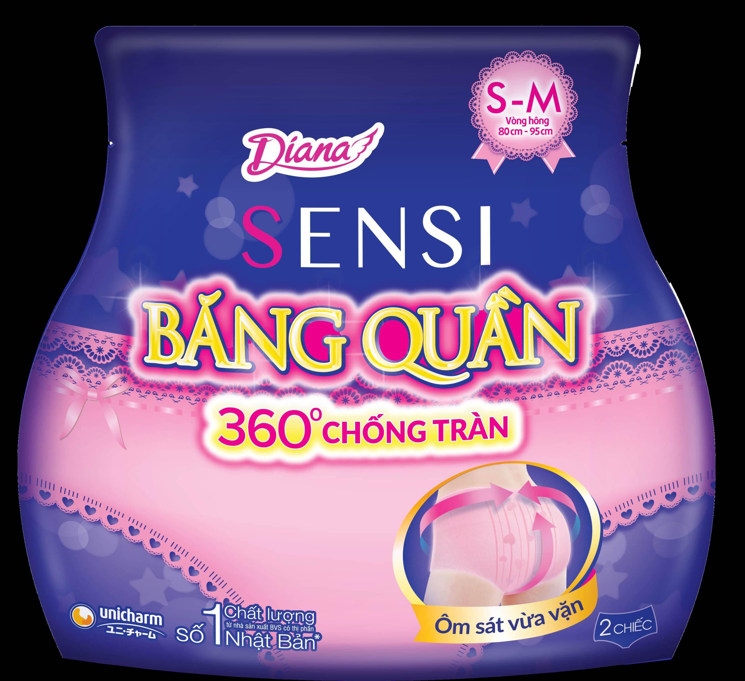 Combo 5 gói băng vệ sinh Diana Sensi quần băng size S-M (1 bịch 2 cái) - bao bì mới.