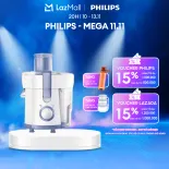 Máy Ép Trái Cây Philips HR1811/71 300W (Trắng Xanh)-Dung Tích 0.5L , Ly Đựng Nước Ép 500ML, Ngăn Chứa Xơ Và Vỏ Trái Cây-Bộ Lọc Và Lưỡi Xay Thép Không Gỉ - Hàng Phân Phối Chính Hãng