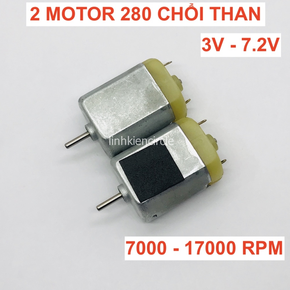 2 motor 280 từ tính mạnh tốc độ cao lực mạnh điện áp 3V - 7.4V 7000 - 17000 RPM cho xe điều khiển - LK0210