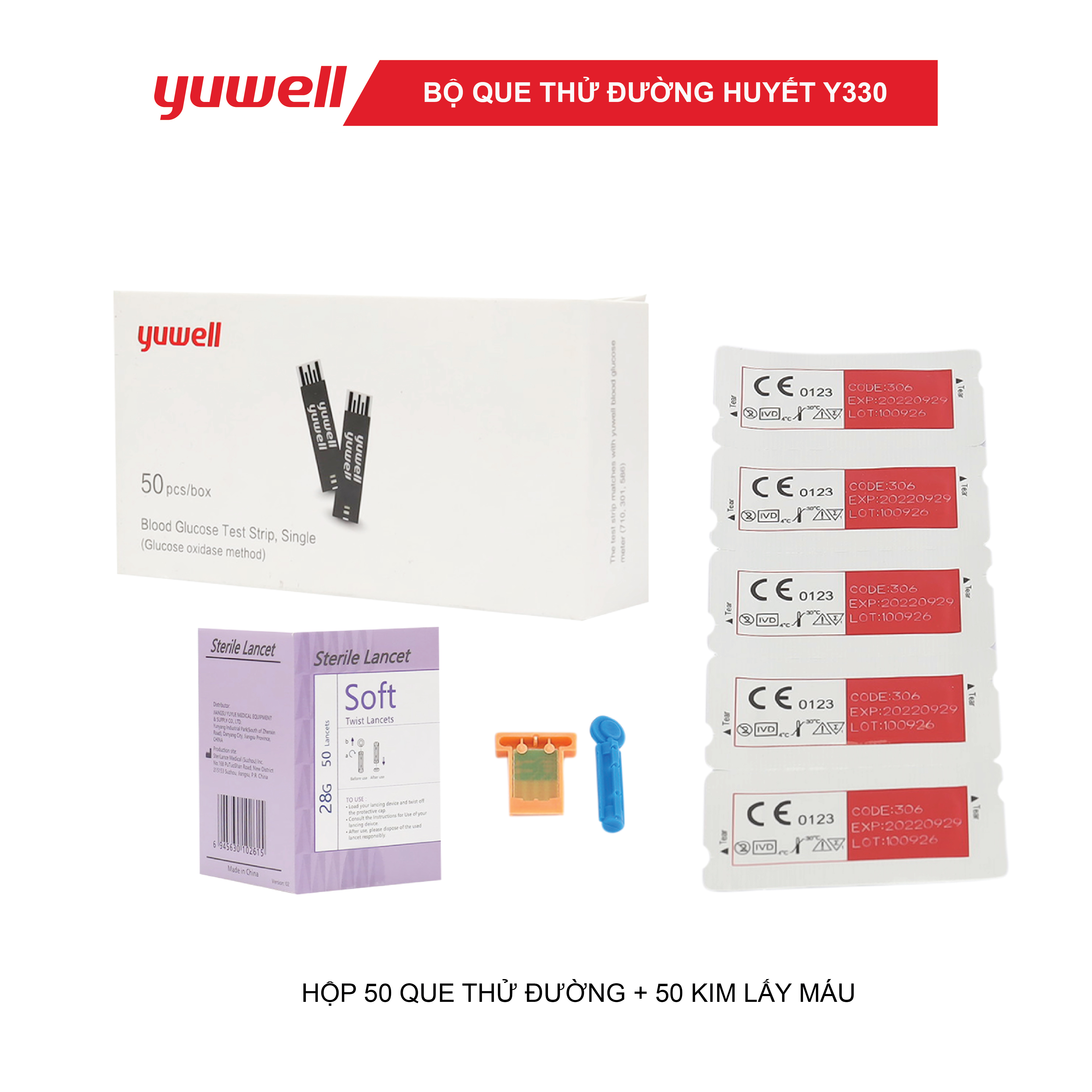Que thử đường huyết của Máy Yuwell 590 có GIỌNG NÓI