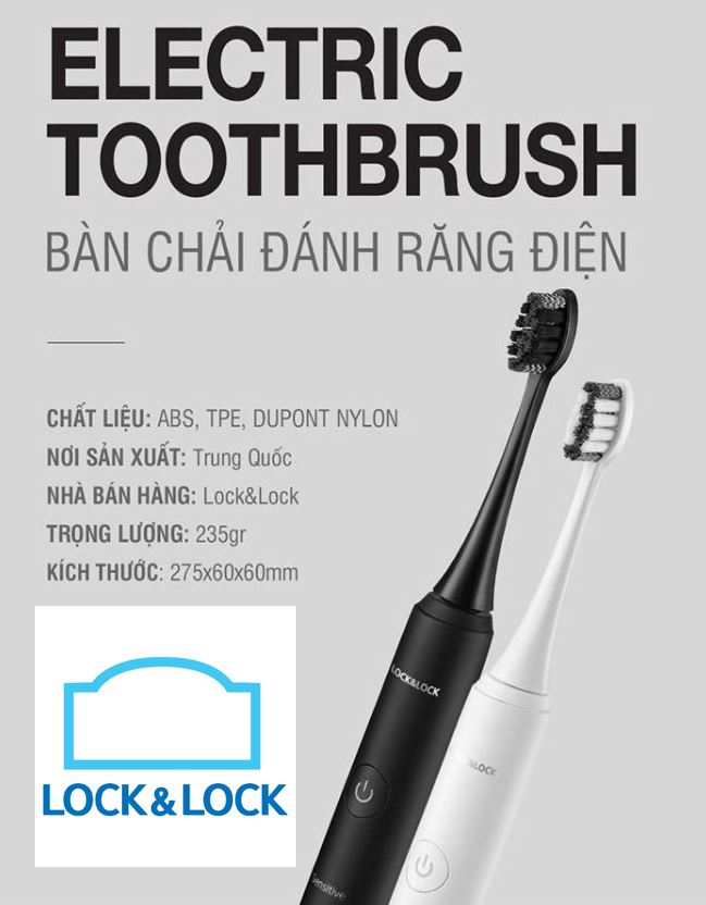 Bàn chải đánh răng điện lock&lock enr346blk/wht - sạc không dây -