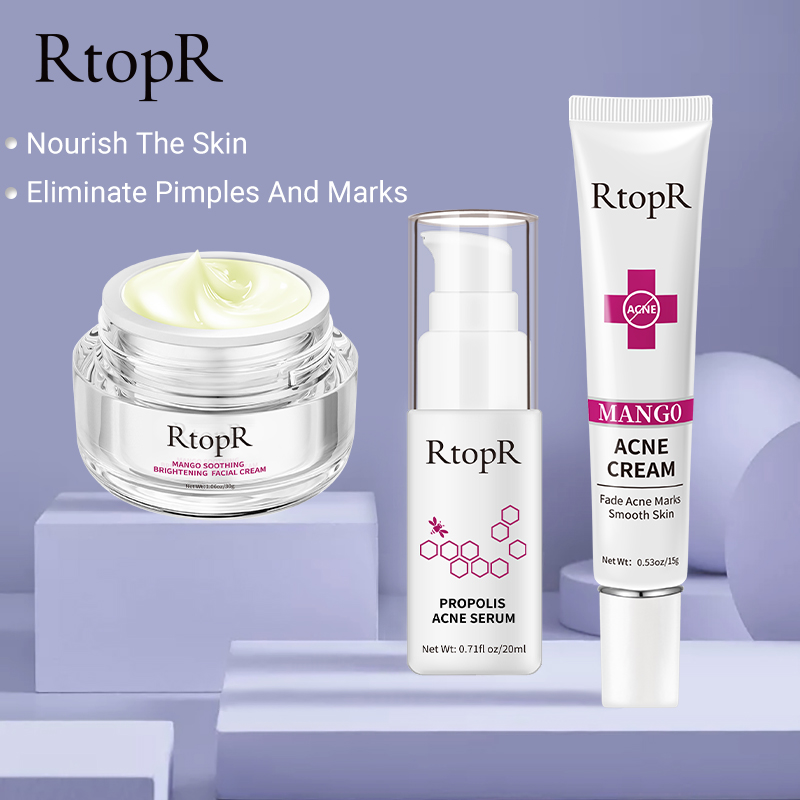 RtopR Bộ chăm sóc da mụn và kiểm soát dầu Trái xoài Kem mụn+Keo ong Sửa mụn Làm sáng Huyết thanh+Trái xoài Làm dịu và dưỡng ẩm Kem thoa mặt Loại bỏ mụn trứng cá một cách hiệu quả