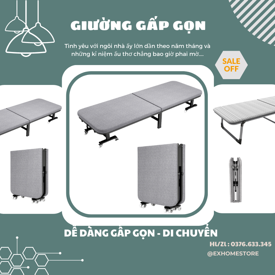 Giường gấp xếp ngủ văn phòng gấp gọn thông minh tiện lợi, giường êm, nhiều mẫu chọn lựa