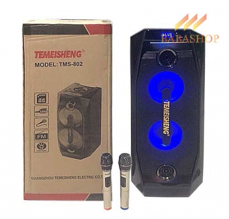 [ THANH LÝ ] Loa kéo di động Temeisheng TMS-802 Led, Loa công suất lớn âm thanh cực hay + Tặng 2 micro