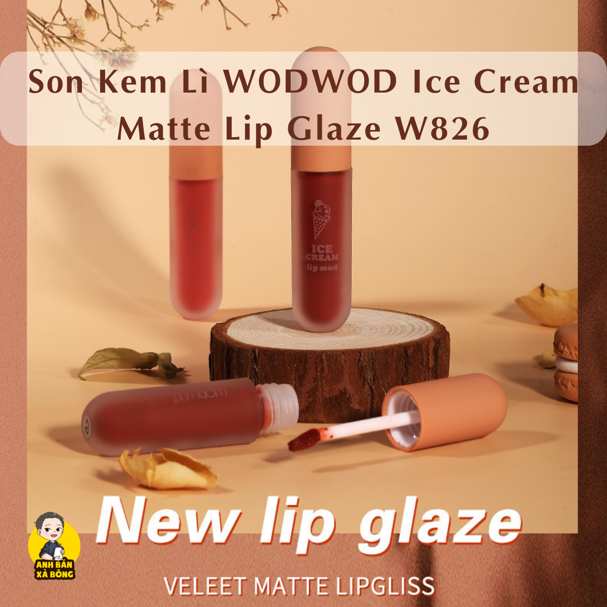 Son kem lì wodwod ice cream matte lip glaze w826