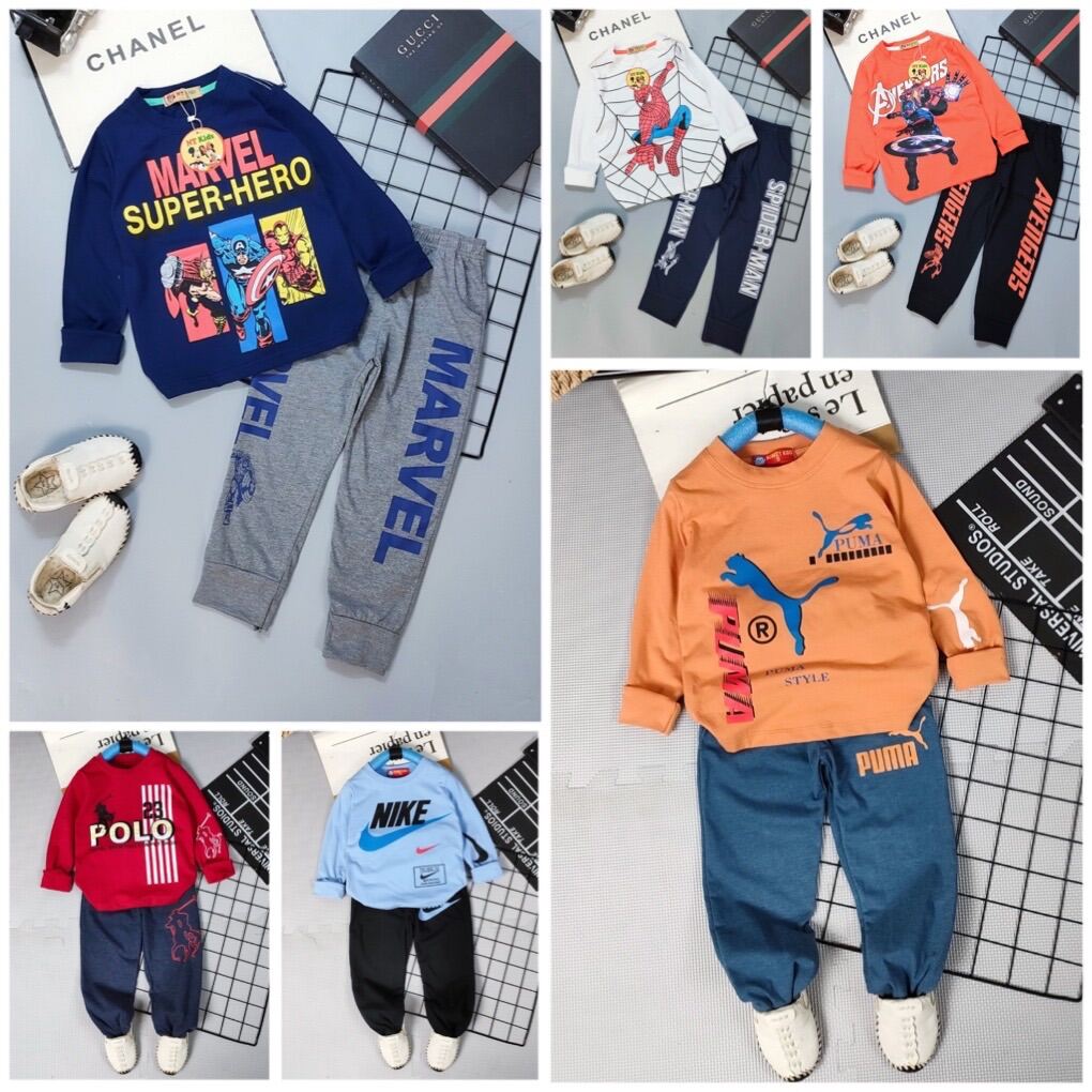21-38kg HÀNG MỚI VỀ, thun đẹp!! Bộ thun cotton dài tay bé trai size đại, hàng chuẩn shop xịn đẹp (MSP 835)