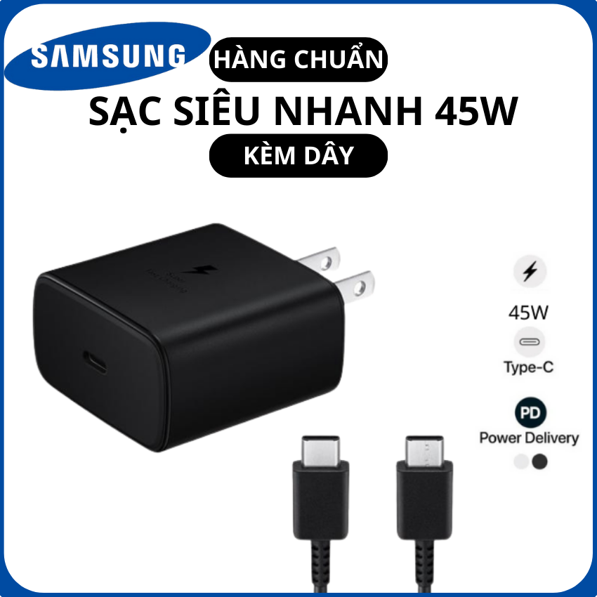 Củ sạc nhanh type c,cốc sạc nhanh 45w ss zin full hộp hàng chinh hãng hỗ trợ công nghệ sạc nhanh super fast charger tiêu chuẩn