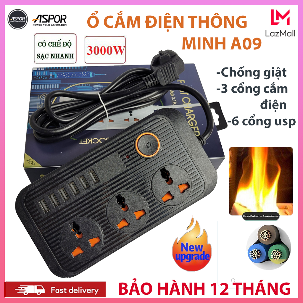 Ổ cắm điện đa năng thông minh A09, Ổ điện chịu tải, ổ điện nhiều lỗ, ổ điện đa năng, ổ điện gắn tường, ổ điện mini rẻ, ổ cắm điện hẹn giờ, ổ cắm tiết kiệm điện