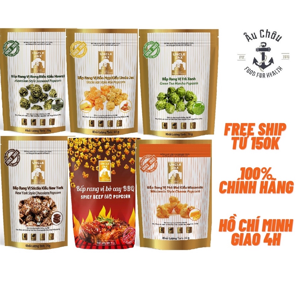 Bắp rang bơ Uncle Jax American Gourmet Popcorn caramel, phô mai đủ loại kiểu Mỹ 70gr