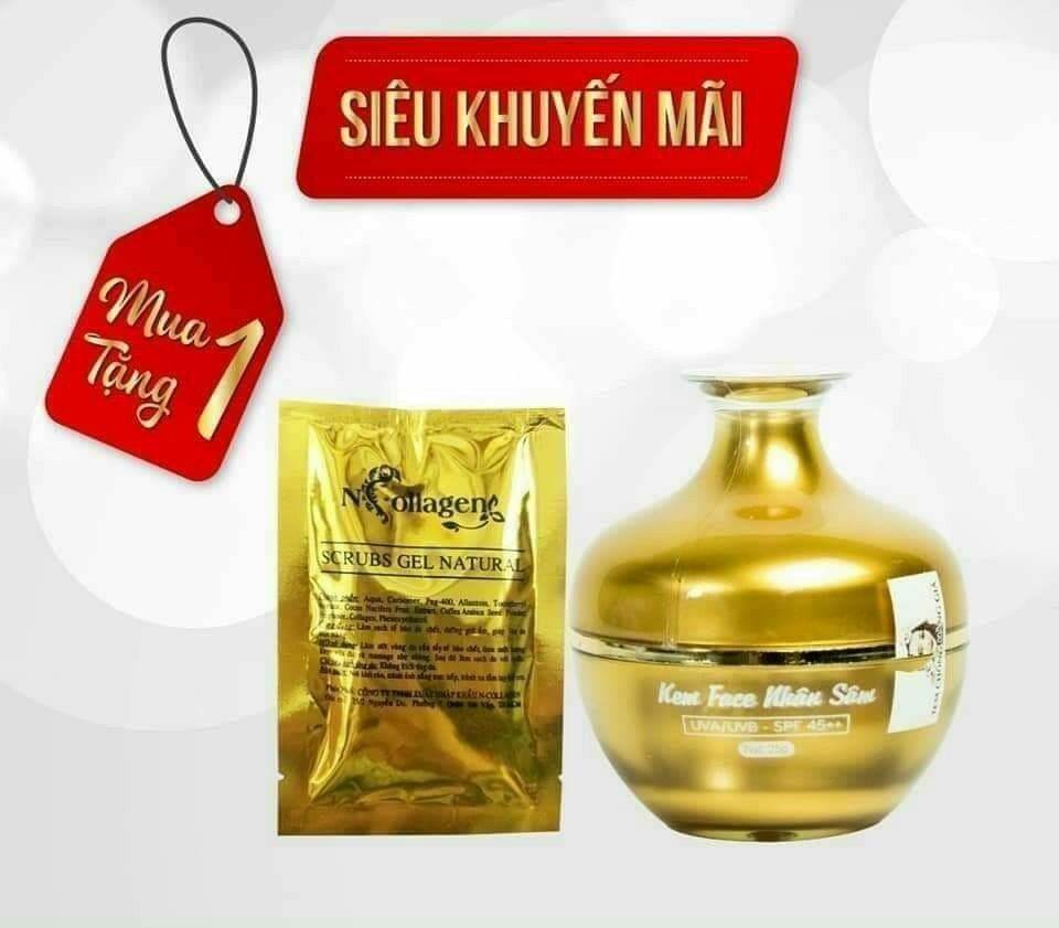 Kem face nhân sâm N Collagen tặng gel tẩy tế bào chết.