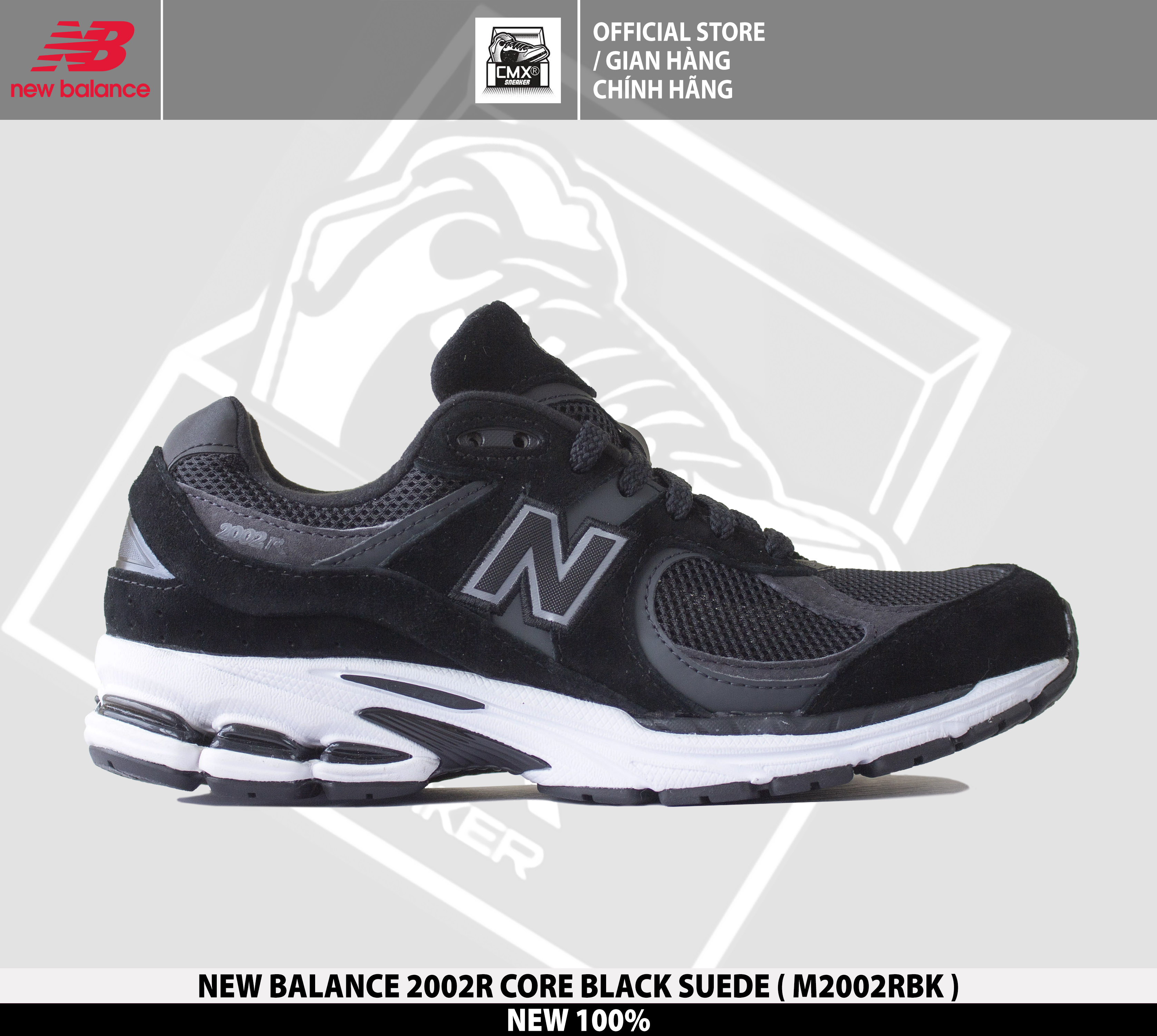 😘 giày new balance 2002r core black suede - hàng chính hãng 100%