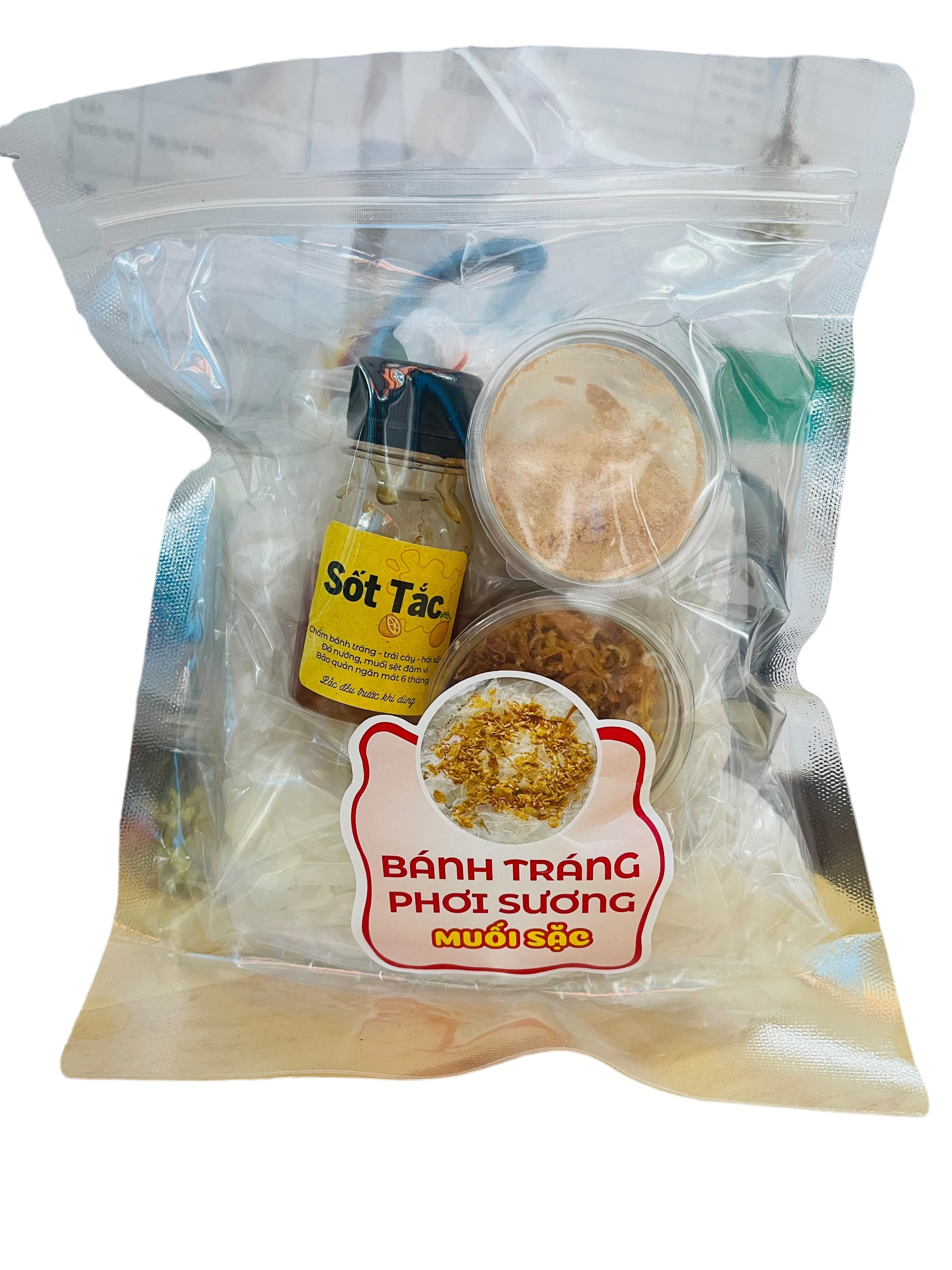 Bánh tráng phơi sương muối sặc hành phi tặng sốt tắc