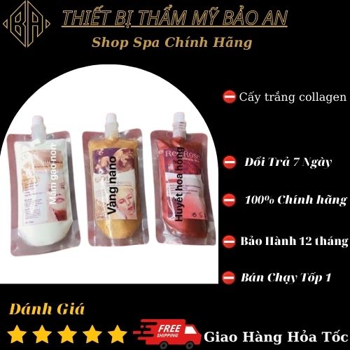 Cấy Trắng cám gạo, huyết hoa hồng, vàng nano Collagen Trắng Mịn Da - Cao Cấp