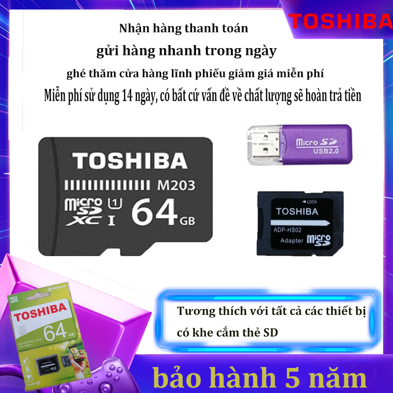 Thẻ nhớ micro sd xc toshiba m203 uhs-i u1 64gb 100mb/s qùa tặng kèm adapter