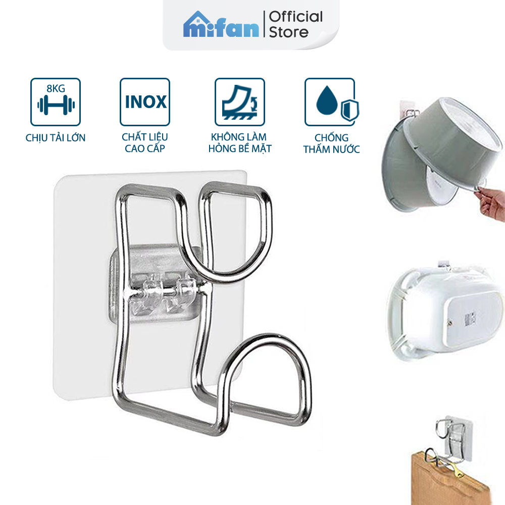 Móc Dán Tường Treo Chậu, Thau , Thớt, Đồ dùng phòng tắm, Nhà bếp - Inox thép không gỉ keo dính siêu chắc - MIFAN
